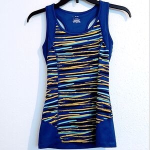 TEK GEAR BLUE WITH WILD STRIPES RACER BACK AND SPORTS BRA INSERT SIZE XS